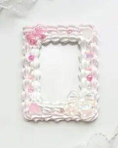 ホイップデコ　B8硬質トレカケース　ホワイト　ピンク　リボン