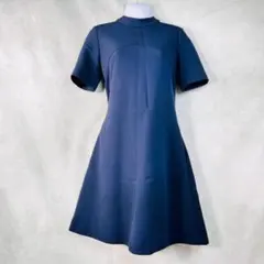 【Foxey New York】半袖ワンピース　フレア　ネイビー　38　M