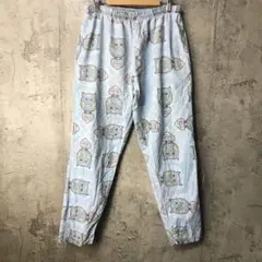 B751古着　柄パンツ　パジャマパンツ　水色　90s Y2K