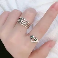 2点セット 多層 ラブ ハート スター シルバー925 保存袋付き C325-2