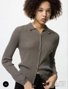 ユニクロ メリノリブポロカーディガン カーディガン