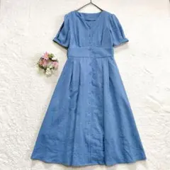 美品★ 【grove】 Aライン フレアワンピース (S) 半袖 パフスリーブ