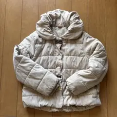 プティマイン ベージュ ダウンコート リボン ジップ 130サイズ