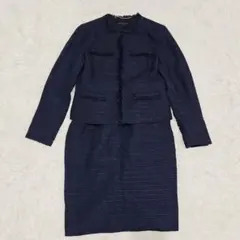 美品 ユナイテッドアローズ ラメツイード セットアップ ネイビーノーカラー