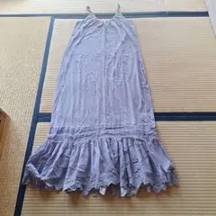 アイボリー キャミソール ワンピース フリル付き cotton 100%