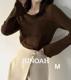 JUNOAH メロービスチェラインニット ブラウン M