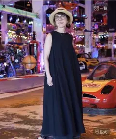 新品未使用 ニコアンド 大人リネン混ワンピース erinkoメイクスタッフ 黒L