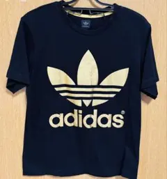 adidas 両面ビックロゴTシャツブラックxゴールド Mサイズ