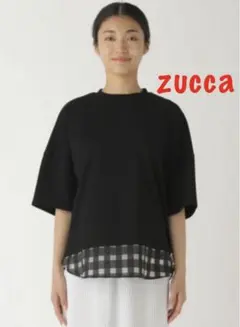ZUCCa ギンガムドッキング/Tシャツ【ブラック】Mのサムネイル
