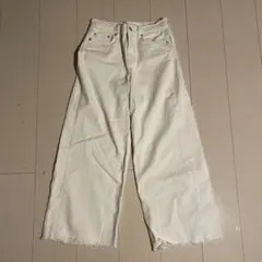 ホワイト ワイドレッグデニムパンツ フリンジのサムネイル