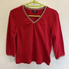 バーバリーロンドン　Vネック7分袖カットソー　2サイズ　Mサイズ　赤色　山陽商会