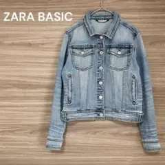 ザラ　ベーシック【S】デニムジャケットライトブルー ヴィンテージ風　綿混