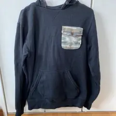 VANS 迷彩ポケット ブラックパーカー　XS