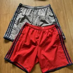 adidas ハーフパンツ 2色セット グレー 赤