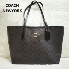 良品✨コーチニューヨーク　シグネチャートートバッグ　レザー　ブラウン　手提げ