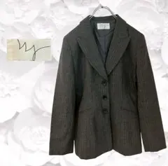 テーラードジャケット【F】ダーク グレー ストライプ ウール クラシック