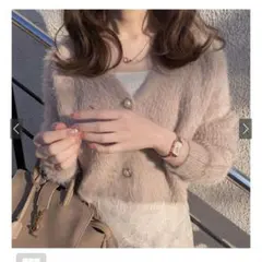 GRL ショート丈パールボタンシャギーニットカーディガン　kz114a