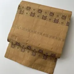 サ*キ様 名古屋帯 正絹 膨れ織 格子 色味の良い T-9368