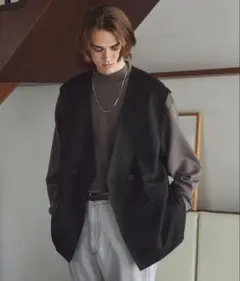 TRストレッチスーツ地 ルーズ ダブルジレベスト EMMA CLOTHESのサムネイル
