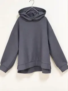 GU グレー フーディー パーカー XL サイドスリット
