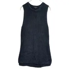 セオリー　リネン混 ノースリーブ リブニット　ネイビー　S