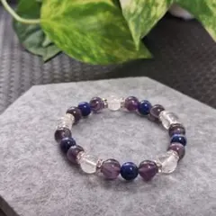 パワーストーンブレスレット　アメジスト×ラピスラズリ×クラック水晶