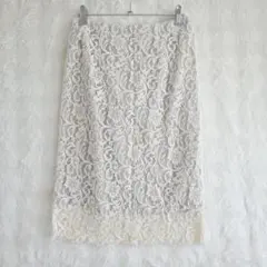 LE SOUK ルスーク 総レース タイトスカート 花柄 アイボリー 36 上品のサムネイル