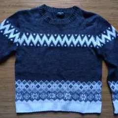美品　コムサ　ノルディック柄ウール混紡セーター