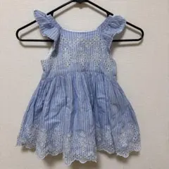 Baby GAP ノースリーブ　ワンピース　90サイズ　水色　ストライプ　花柄
