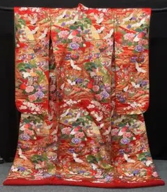 最高峰正絹◇王宮格式 団鳳文五色彩雲 宮廷緞子 金色絹糸一反物 5.8m