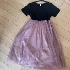 SHEIN 半袖ワンピース 黒/ピンク