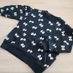 Cottoli リボン柄 トレーナー 黒 110サイズ