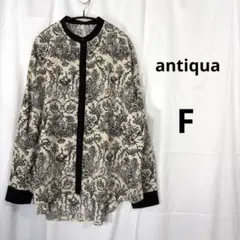 アンティカ トワルドジュイ柄 バンドカラーシャツ 長袖 アイボリー F