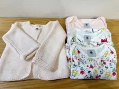 ★美品★プチバトー ピンクニットカーディガンと長袖肌着セット 12m/74cm
