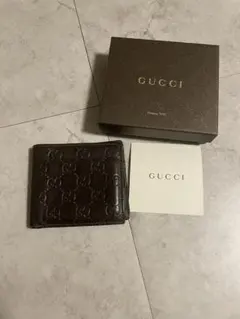 GUCCI グッチ 二つ折り財布 GGシマ ダークブラウン