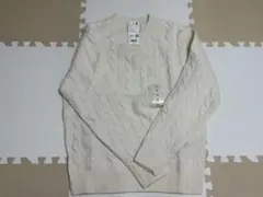 ユニクロ スフレヤーンケーブルクルーネックセーター オフホワイト 男女兼用