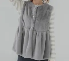 cocaファーぺプラムベストM グレー