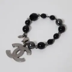 CHANEL　ブレスレット　ブラックパール　ブラックビーズ　ココマーク　08A