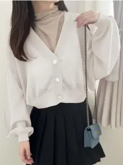 GRL ショート丈シアーニットカーディガン