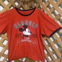 disneyディズニーストア　リンガーTシャツトリムTミッキーmickeyレッド