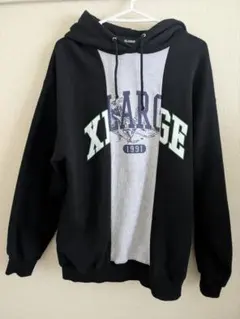 XLARGE フード付きスウェット M ブラック/グレー