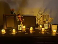 LEDキャンドルと装飾フレームセット【結婚式 ウェルカムスペース】