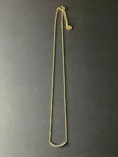 ✅ ピンクゴールド ラインネックレス 7連ストーン アジャスター付