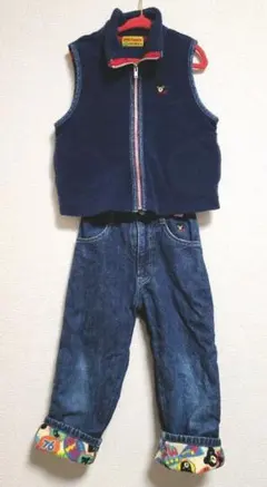 ミキハウス　ダブルビーベスト&デニムパンツ 100cmのサムネイル