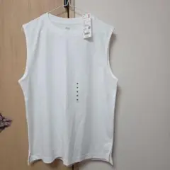 UNIQLO エアリズム コットンノースリーブ Tシャツ Mサイズ ホワイト