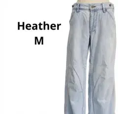 Heather ヒッコリー カットオフワイドパンツ デニムパンツ M ブルーのサムネイル