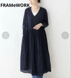 美品FRAMeWORKフレームワーク　コットンローンカシュクール7分袖ワンピース