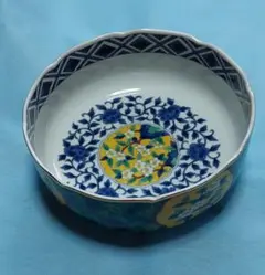 花柄　陶器菓子鉢　九谷草花