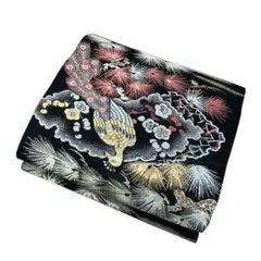 T 3-9レトロ　名古屋帯　松　鳥　正絹