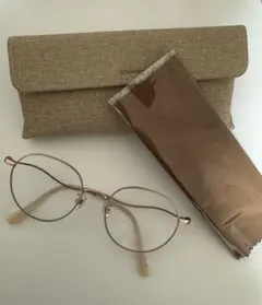 きりまる　zoff 02 ブラウンメタルフレームメガネ ケース・メガネ拭き付き